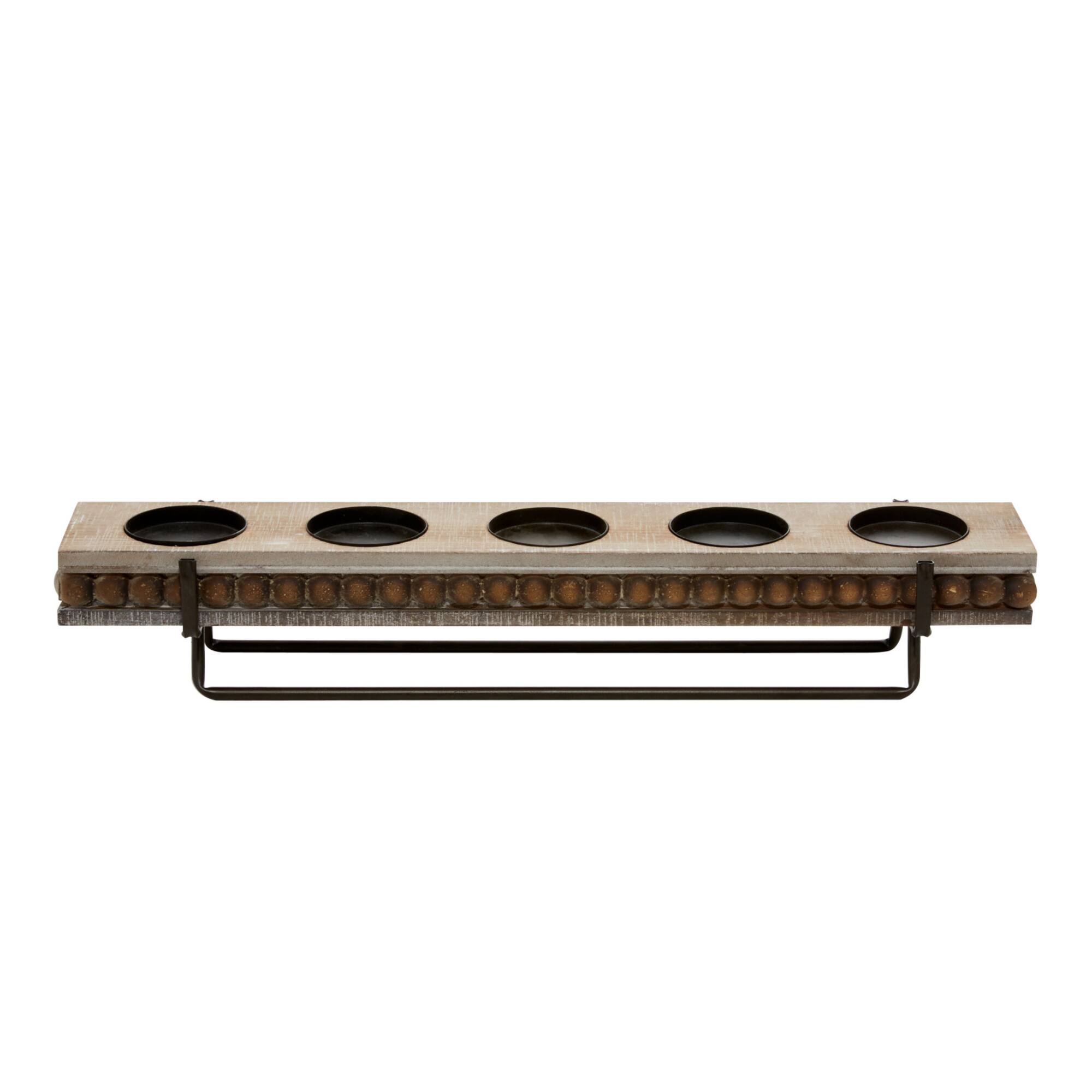 24" Brown Wood Natural Candlestick Holder